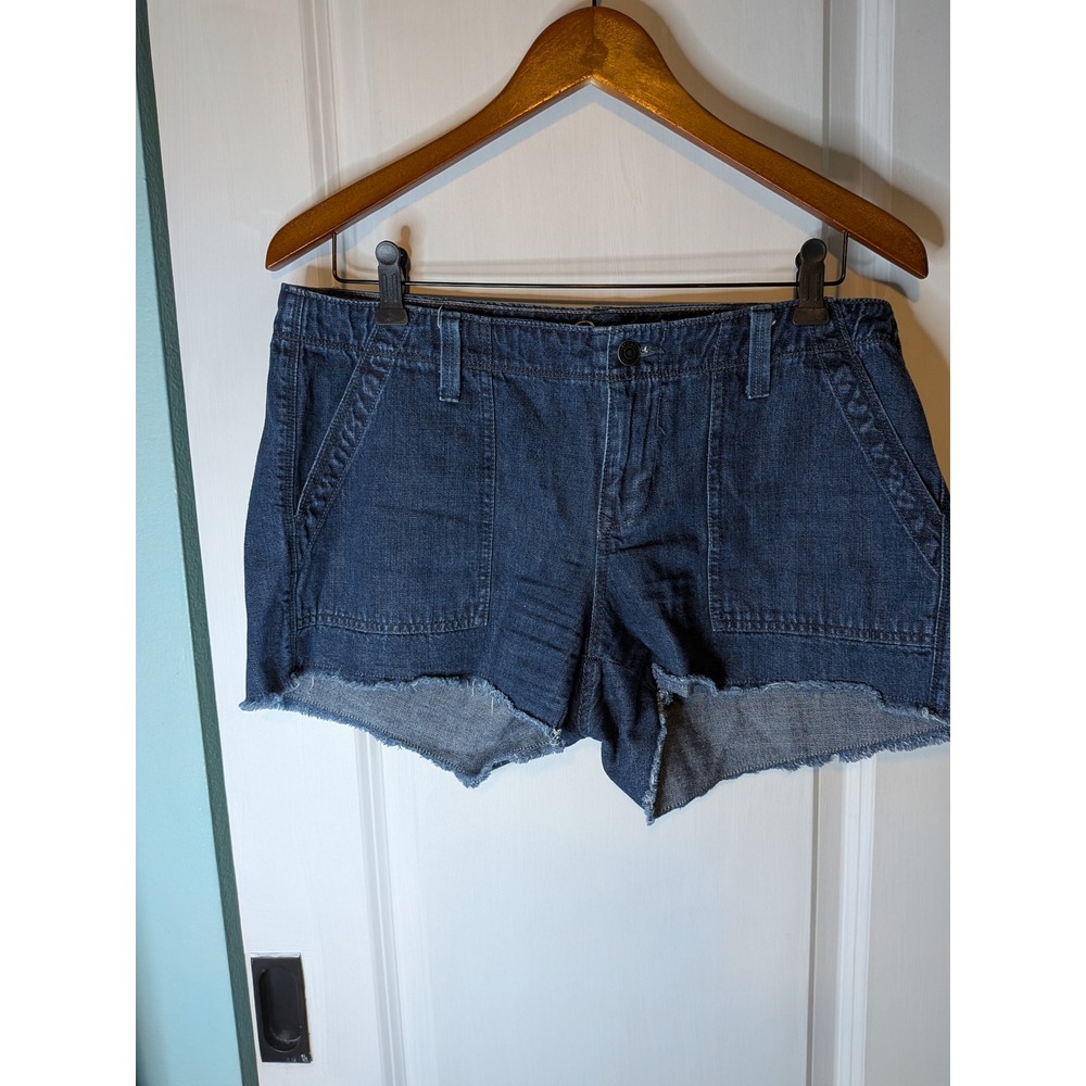 Old Navy The Diva Dark Wash Raw Hem Denim Utility Shorts Blue Womens 10